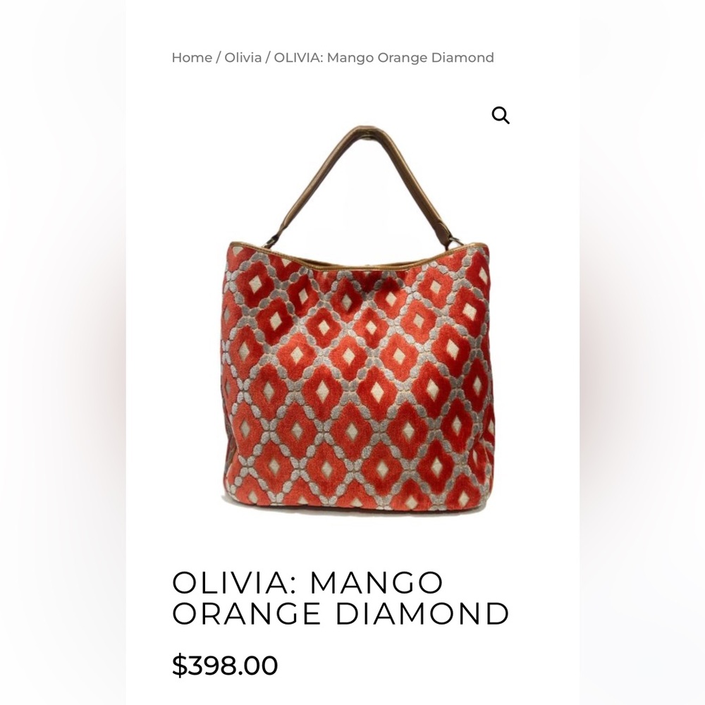 Glenda Gies Mango and Tan Diamond Shoulder Bag